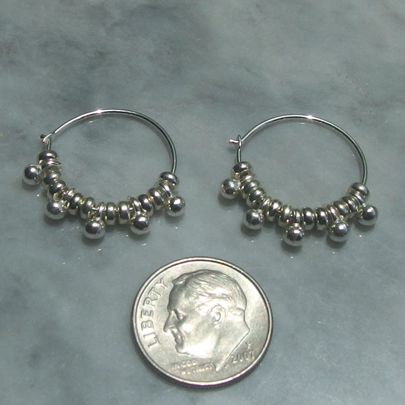 Small hoop earrings small sterling silver hoop earrings ball Etsy