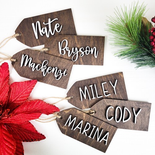 Stocking Tags Personalized Custom Wood Personalized Gift Etsy