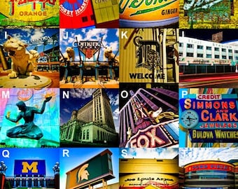 Set of 6 Detroit Coasters by Iconic Detroit - Mix and Match - Tumbled Stone Coasters
