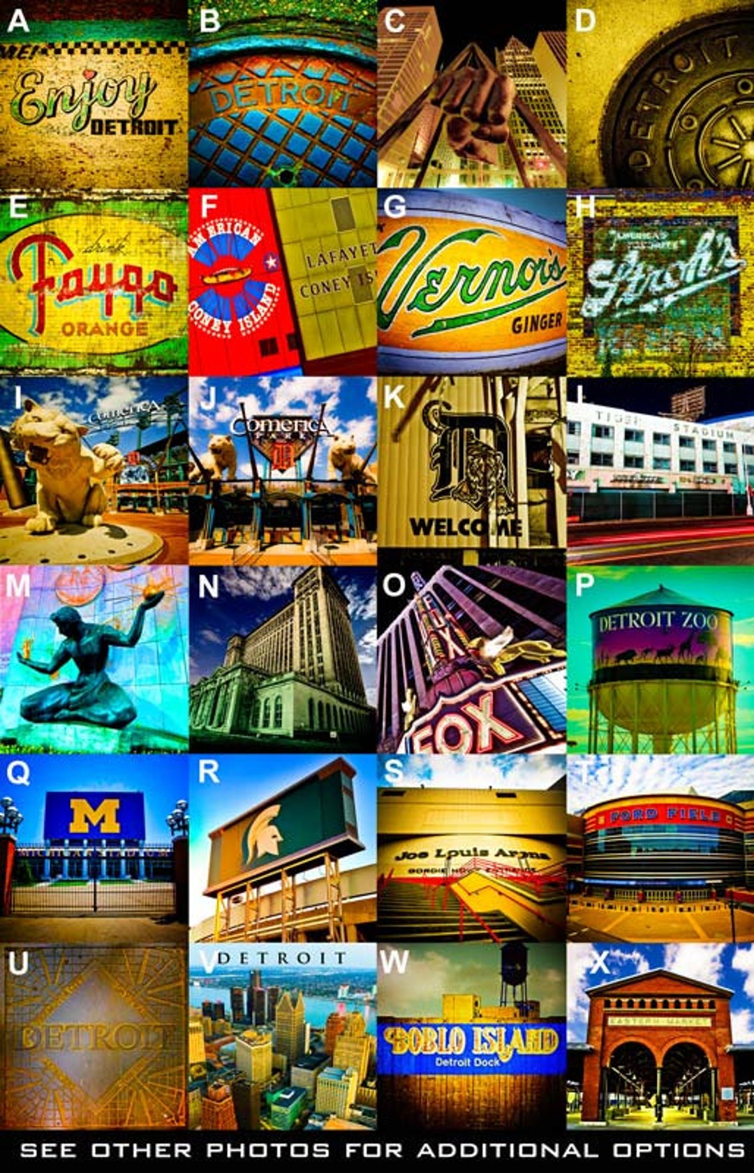 Set of 4 Detroit Coasters by Iconic Detroit Mix and Match Tumbled Stone