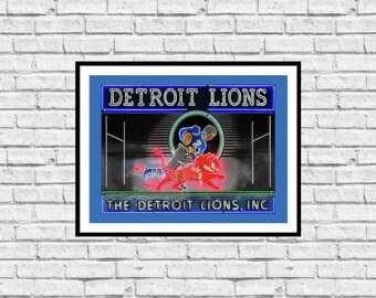 Vintage Lions Neon Detroit - Iconic Detroit Photography - Wall Art