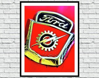 Ford Red Emblem - Iconic Detroit Photography - Wall Art
