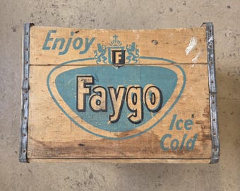 Vintage 1964 Faygo Large Wooden Crate with free shipping