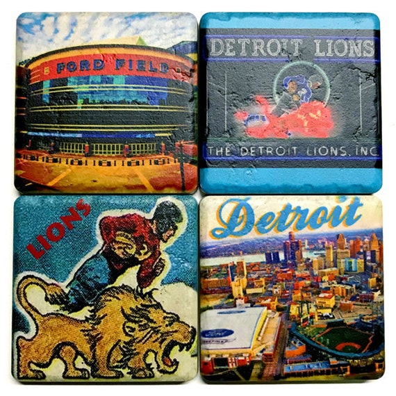 4 lion themed coasters