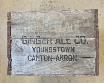 Vintage Golden Age Ginger Ale Wooden Crate with Free Shipping
