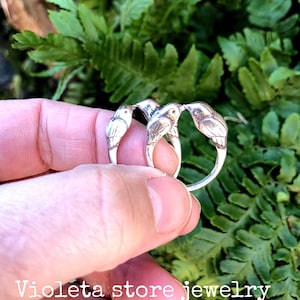 Birds ring, two in love birds, romantic birds ring, bird jewelry,sterling rings, engagement rings