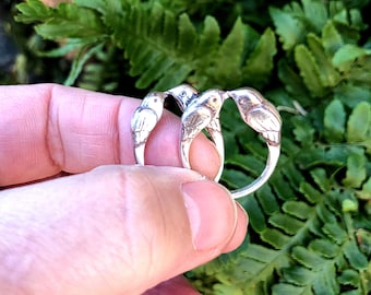 Handmade Sterling Silver Two Birds Ring, Romantic Bird Jewelry