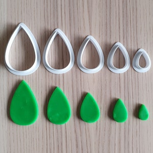 Tear drop cookie cutter set - suitable for fondant, polymer clay, play doh.
