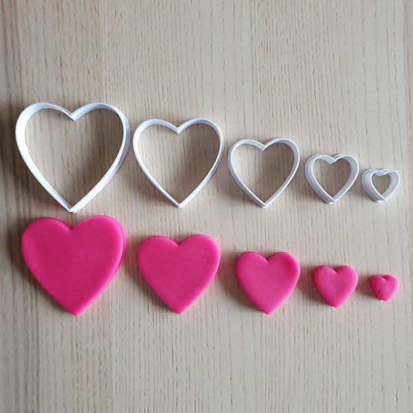 Herz Ausstechform Set - geeignet für Fondant, Polymer Clay, Play Doh.