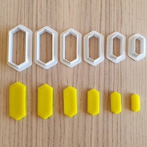 Hexagon cookie cutter set (stretched) - suitable for fondant, polymer clay, play doh.