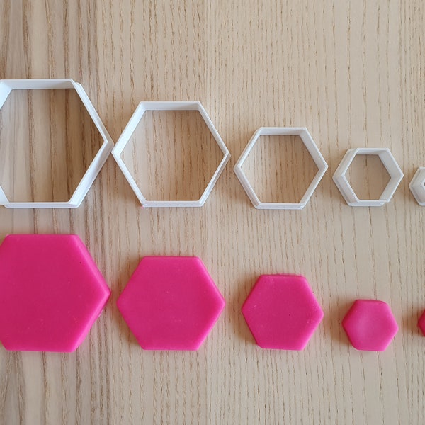 Hexagon cookie cutter set - suitable for fondant, polymer clay, play doh.