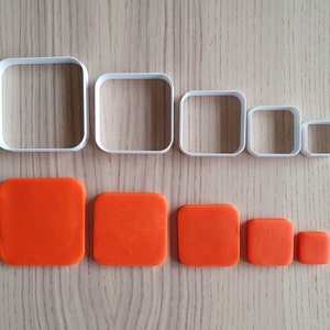 Square cookie cutter set (round corners) - suitable for fondant, polymer clay, play doh.