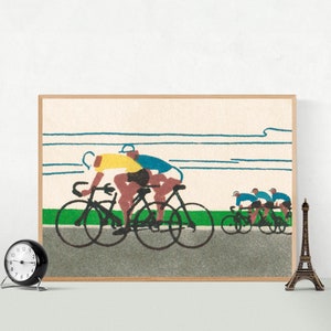 Cycling Art Print | Tour de France |  | Bicycle Poster | Gift for Cyclist | Large Sports Wall Art | Yellow Jersey Poster