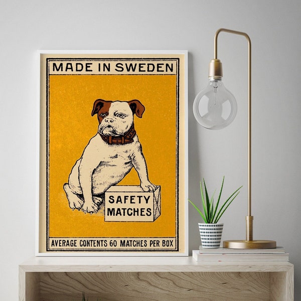 Bulldog Art Print | Vintage Dog Art | Large Wall Decor | Retro Animal Poster