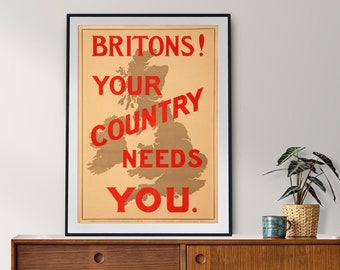 British Wartime Poster Print | Historic War Recruitment Artwork | Vintage Home Decor | Unique Wall Art | WWII Memorabilia