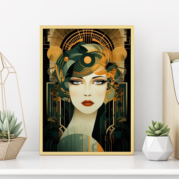 Art Deco Girl Art Print | 1930s Decor | Deco Elegance | Unique Home Gift