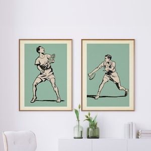 Set of Two Tennis Prints | Retro Wimbledon Prints | Sports Home Decor
