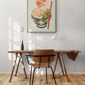 Vintage Floral Ramen Print Kitchen Wall Art Colorful Retro Gift Unique Home Decor Asian Noodle Design Pastel Aesthetics image 5