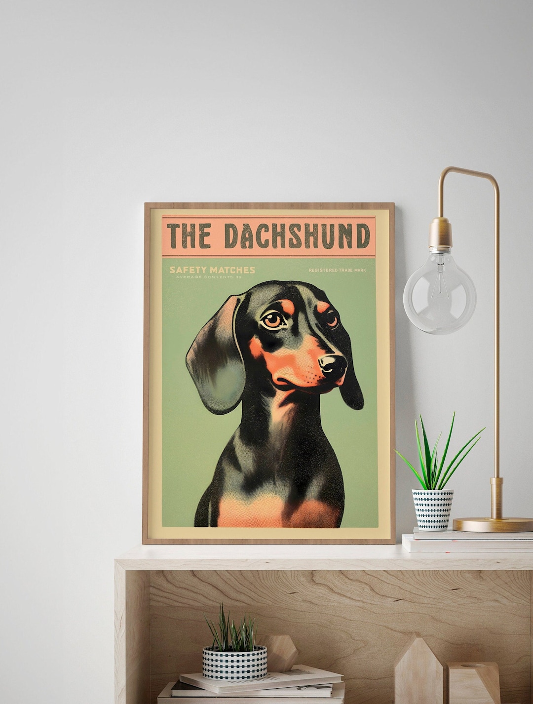Dachshund Dog Art Print Vintage Matchbook Label Design Retro Wall Decor