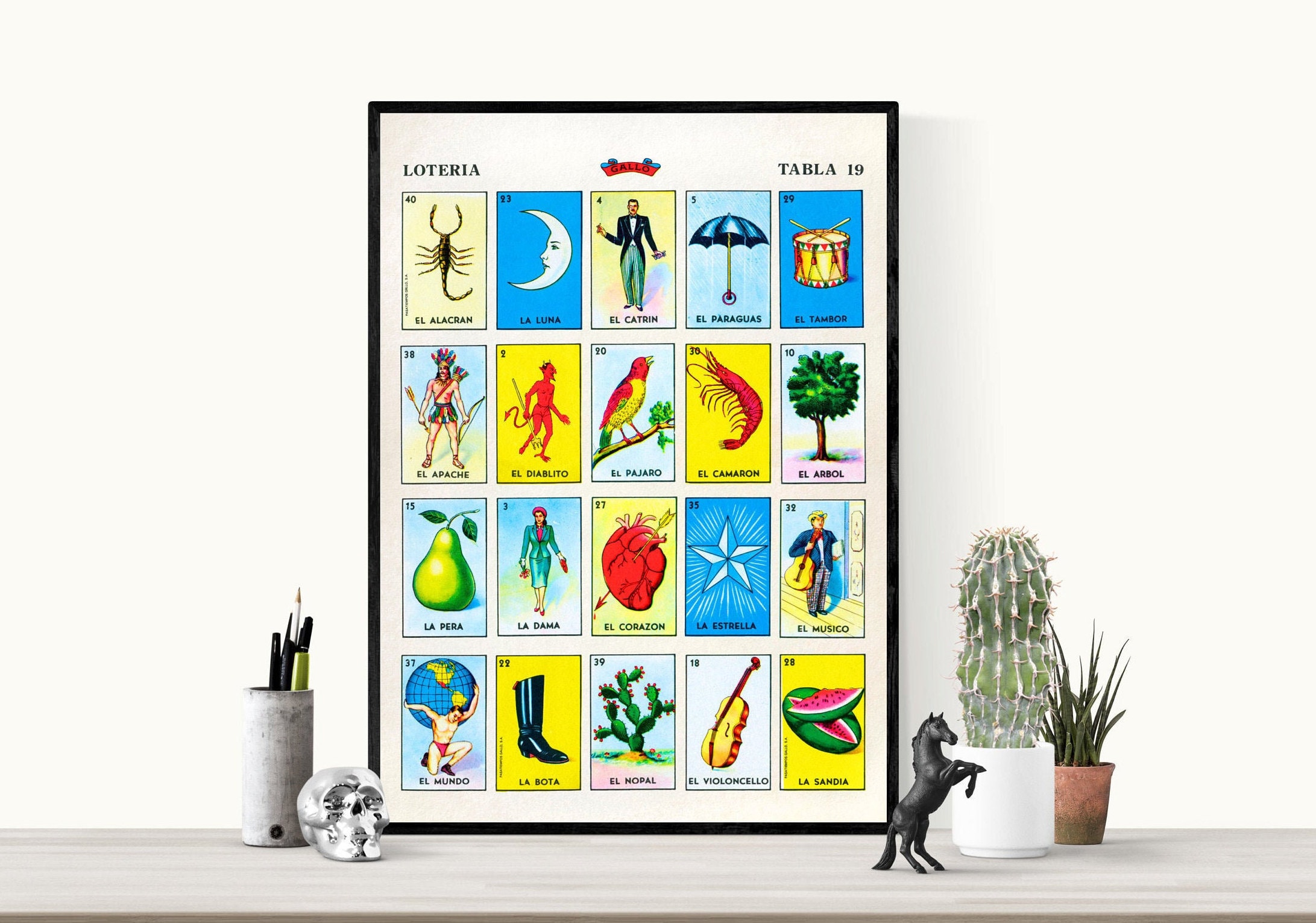 Mexican Lottery Print Vintage Loteria Cards Mexico Bingo | Etsy