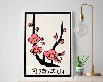 Impresión artística de flor de cerezo / Impresión vintage de sakura japonesa / Decoración única para el hogar