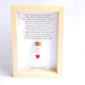 Sympathy Gift For Suicide Bereavement or Sudden Loss, Personalised Memorial Keepsake