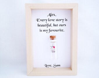 Romantic Anniversary Girlfriend Gift - Love Story Quote - Personalised - Book Themed Gifts