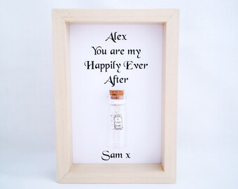 Girlfriend Anniversary Gift - Personalised - Book - Quote - Happily Ever After