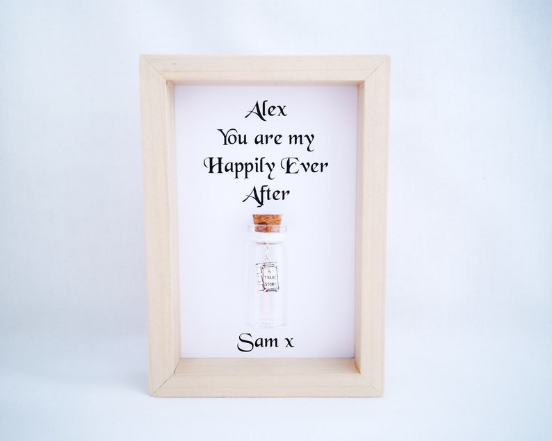 Girlfriend Anniversary Gift Personalised Book Quote Happily Ever After image 1