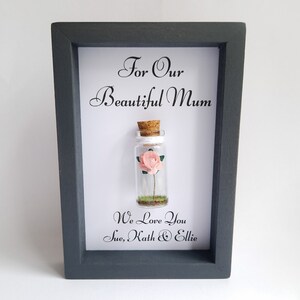 Flowers For A Friend, Personalised Framed Flower, Miniature Glass Bottle Gifts image 2