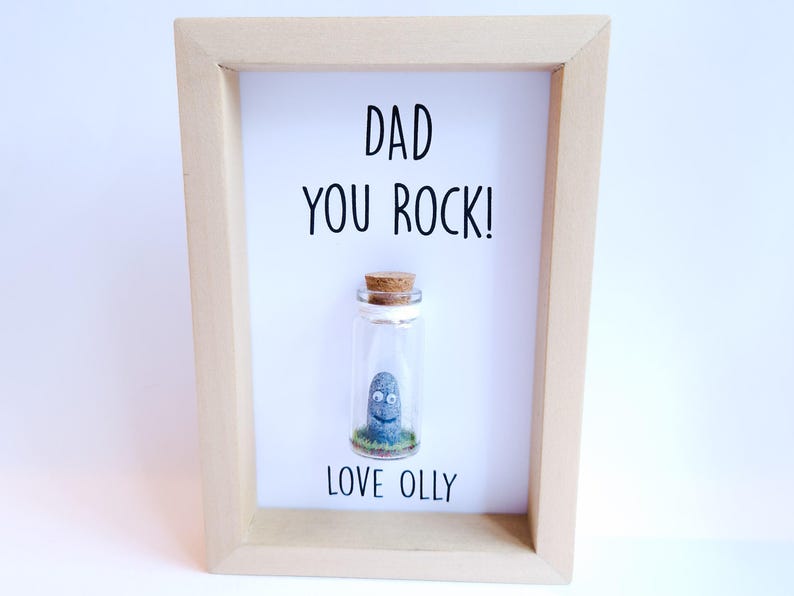 Cute Mum Gift, Personalised You Rock Frame With Miniature Glass Bottle image 2