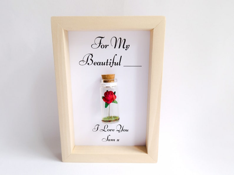 Flowers For A Friend, Personalised Framed Flower, Miniature Glass Bottle Gifts image 1