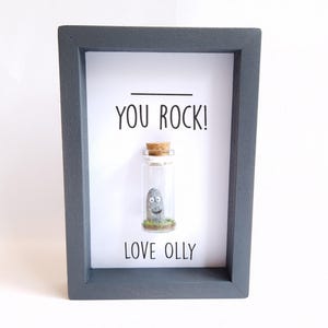 Cute Mum Gift, Personalised You Rock Frame With Miniature Glass Bottle image 1