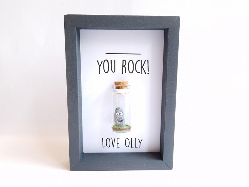 Cute Mum Gift, Personalised You Rock Frame With Miniature Glass Bottle image 1