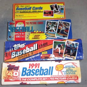 Topps 1991, 1993, 1994, 1995 Set completo di carte da baseball in scatole inutilizzate