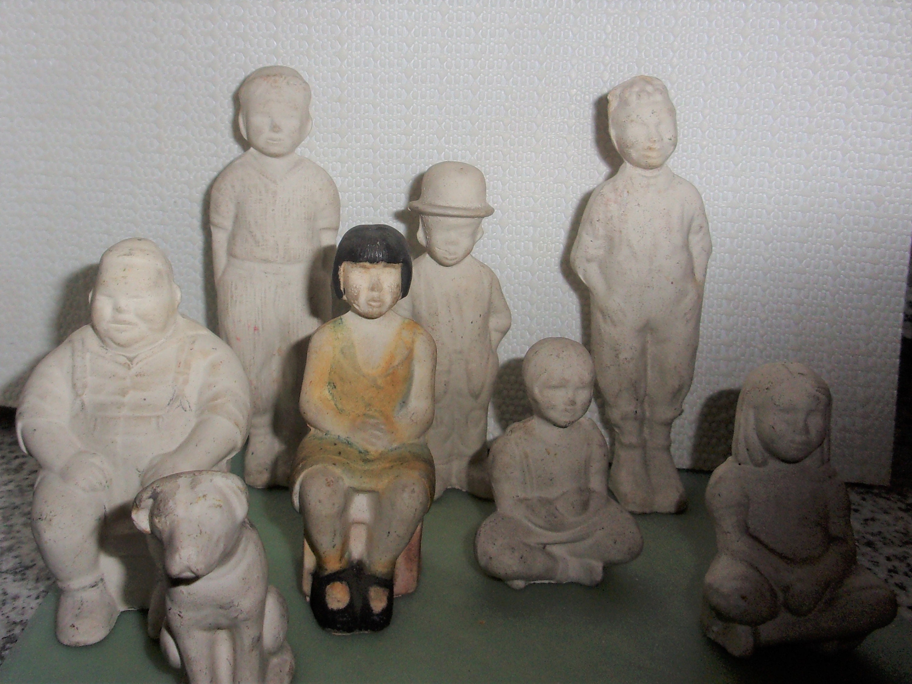 Antique 1920's Little Rascals Bisque Paintable Figurines Our Gang 5 Pieces