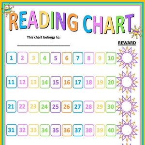 Tableau de lecture à téléchargement immédiat - Gardez les enfants motivés à lire et continuez à apprendre et à grandir ! Imprimez simplement, remplissez les cases de récompense et c'est parti !