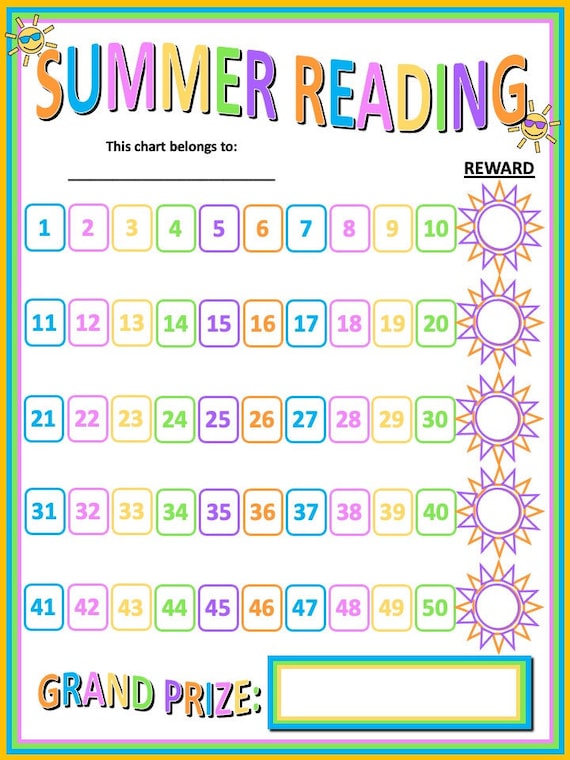 Instant Summer Reading Chart Keep Kids Motivated All Summer Etsy Canada