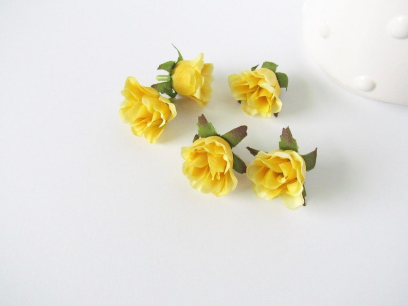 Yellow Silk Rosebuds Floral Supplies Set Of 5 Faux Flower Craft Rose Petals Paper Party Kids Scrapbooking Efp Osteology Org