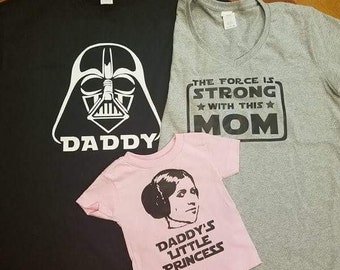 Op Disney Star Wars geïnspireerd bijpassende familie-T-shirt Darth Vader Daddy, Force Strong Mom, Daddy's Princess