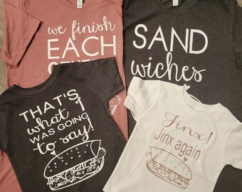 Op Disney Frozen geïnspireerd T-shirt T-shirt "We Finish Each Others Sandwiches" LEUK! Prinses Anna Prins Hans Song Jinx Jinx Again!
