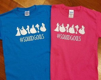 Op Disney Princess geïnspireerd #SQUADGOALS Selectie Doelen T-shirts T-shirt Zusters Beste vrienden Aurora Assepoester Jasmijn Belle Ariel Sneeuwwitje