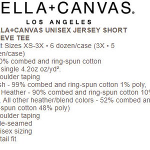 Puede incluir: Una camiseta unisex de manga corta Bella+Canvas en tallas para adultos. Fabricada en 100% algod&oacute;n peinado y hilado en anillo. Con cinta en los hombros, costuras laterales y tallas unisex.