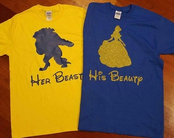 Camiseta familiar a juego inspirada en La Bella y la Bestia de Disney Camisetas de Su Bella Su Bestia Su Bella Su Bestia Camisetas de Navidad Chip
