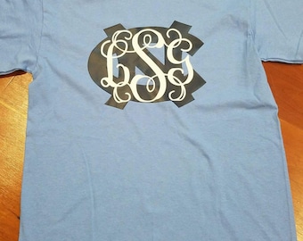 UNC Chapel Hill University of NC North Carolina Tarheels-shirt met monogram initialen Carolina-blauw