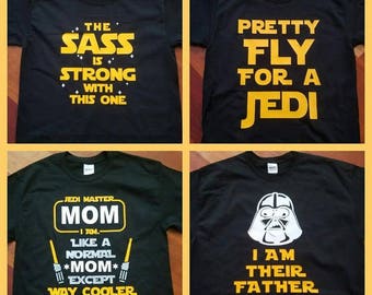 Op Disney Star Wars geïnspireerd bijpassende familie-T-shirt Kylo Ren Yoda Jedi Darth Vader Dad The Sass is Strong Pretty Fly for a Jedi