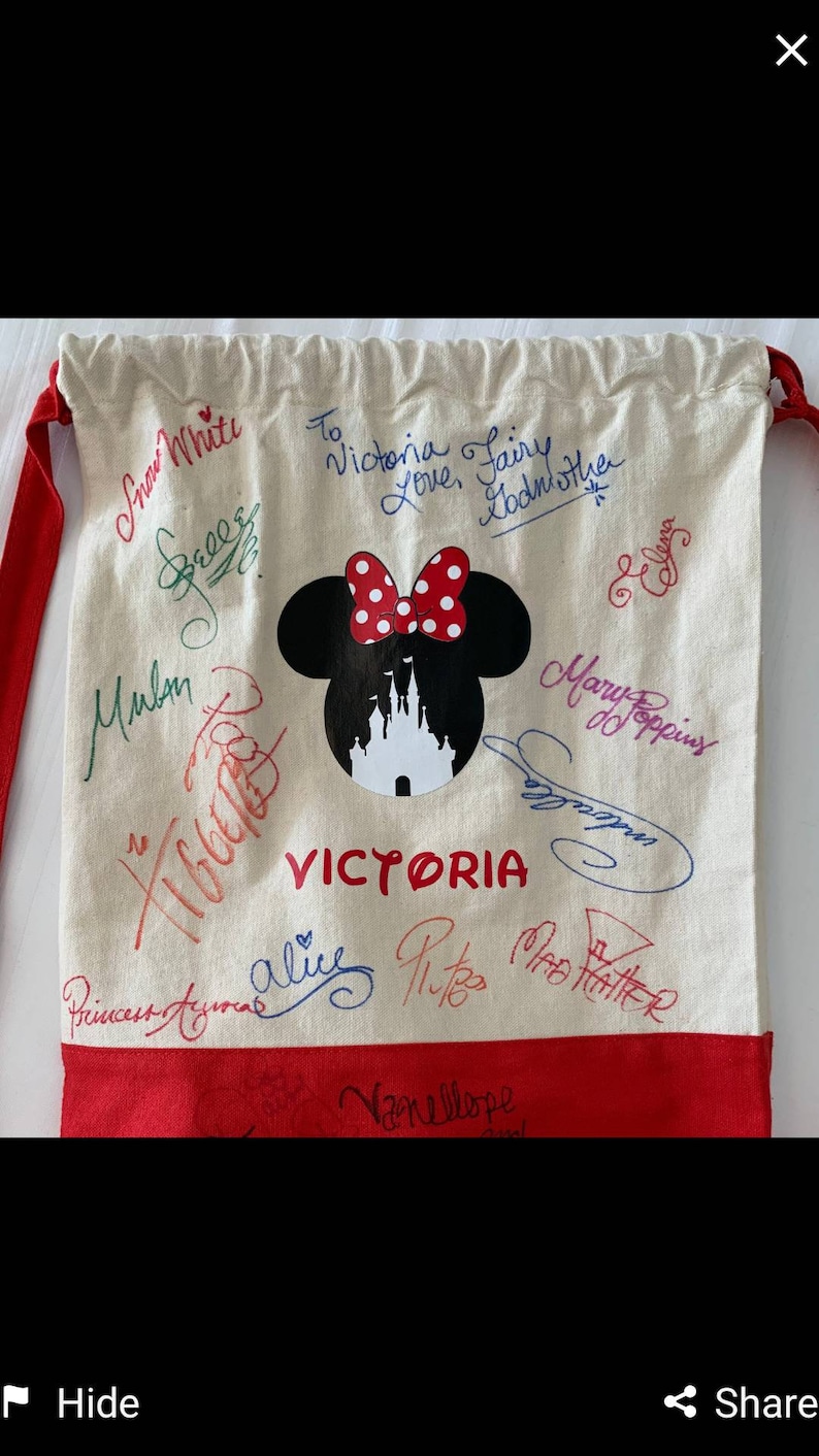 Mickey Disney Inspired Autograph Cinch Totes Backpack Sack Etsy