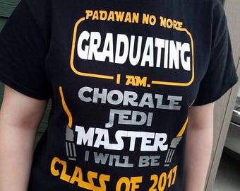 Star Wars Jedi Inspired Class of 2025 Afstudeershirt Afstuderen High School College, jij kiest een major, aangepast voor jou! T-shirt voor afgestudeerden