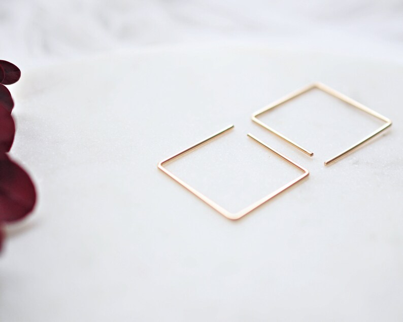 Square Earrings Simple Everyday Earrings Minimalist Jewelry Dangle Earrings Geometric Earrings Dainty Earring