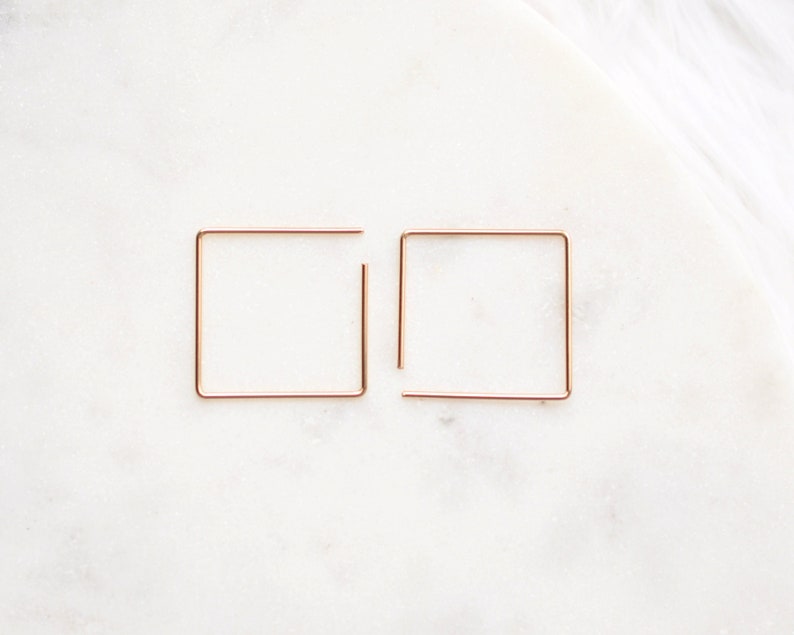 Square Earrings Simple Everyday Earrings Minimalist Jewelry Dangle Earrings Geometric Earrings Dainty Earring